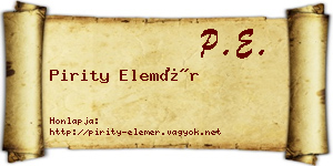 Pirity Elemér névjegykártya