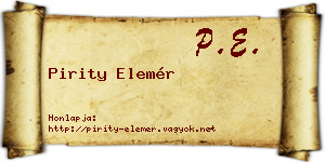 Pirity Elemér névjegykártya